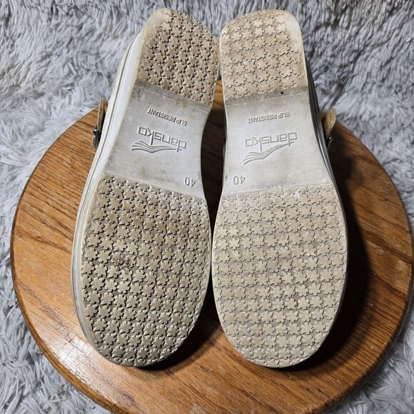Dansko Vegan Valerie Mary Jane Women 9.5-10 EU 40 Shoe Beige Canvas Buckle Clogs - Picture 6 of 13